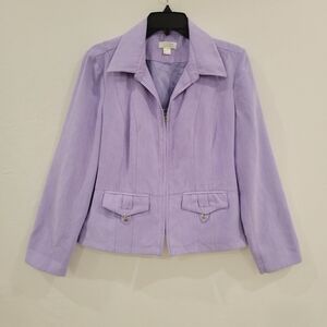 Christopher & Banks Purple faux suede zip front jacket size medium